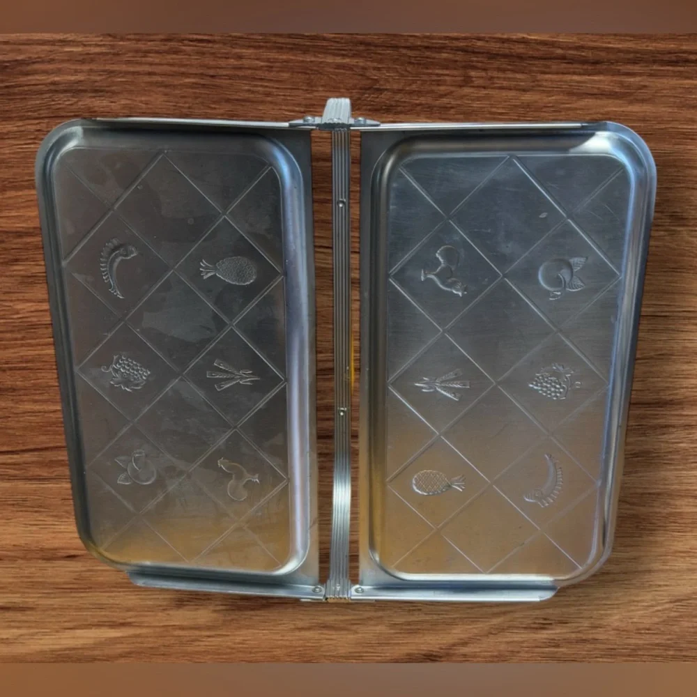 Chase Stainless Chrome Double Folding Serving Tray Bakelite MCM VTG
